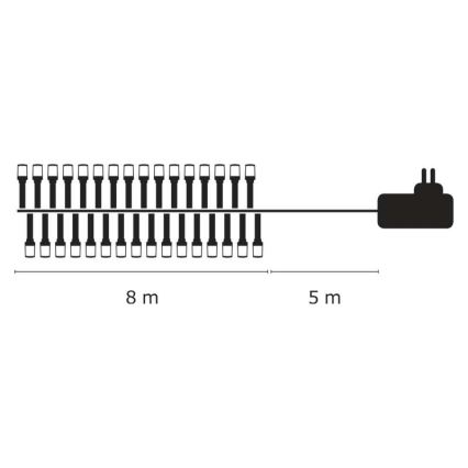 LED julkedja för utomhusbruk 80xLED/13m IP44 varm vit