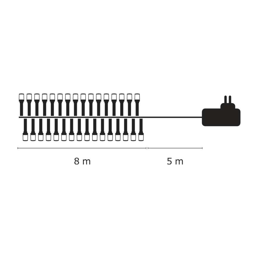 LED julkedja för utomhusbruk 80xLED/13m IP44 varm vit