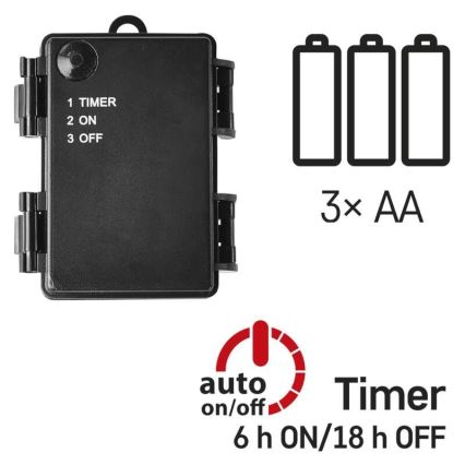 LED julkedja för utomhusbruk 80xLED/3xAA 6,1m IP44 varm vit