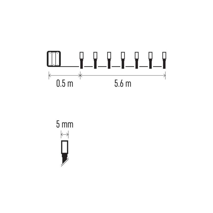 LED julkedja för utomhusbruk 80xLED/3xAA 6,1m IP44 varm vit