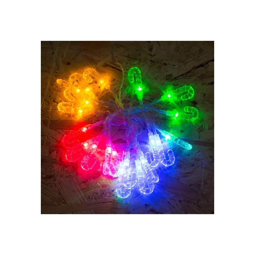 LED julkedja  20xLED 2,25m flerfärgade hůlka