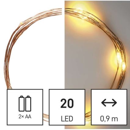LED julkedja  20xLED/2,4m varm vit 