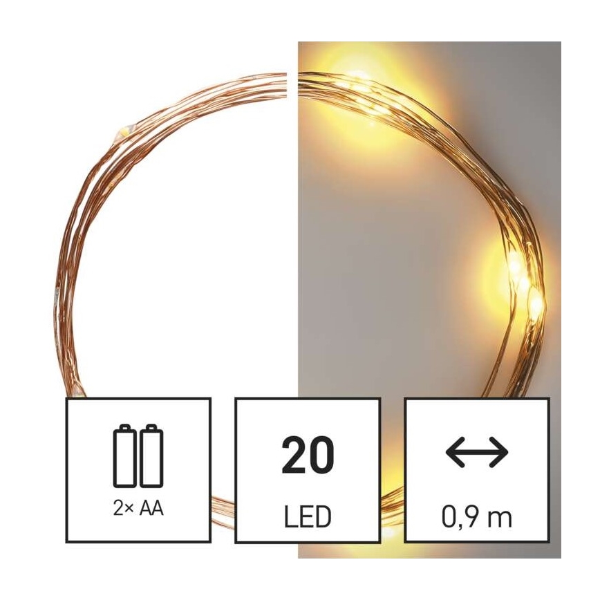 LED julkedja  20xLED/2,4m varm vit 