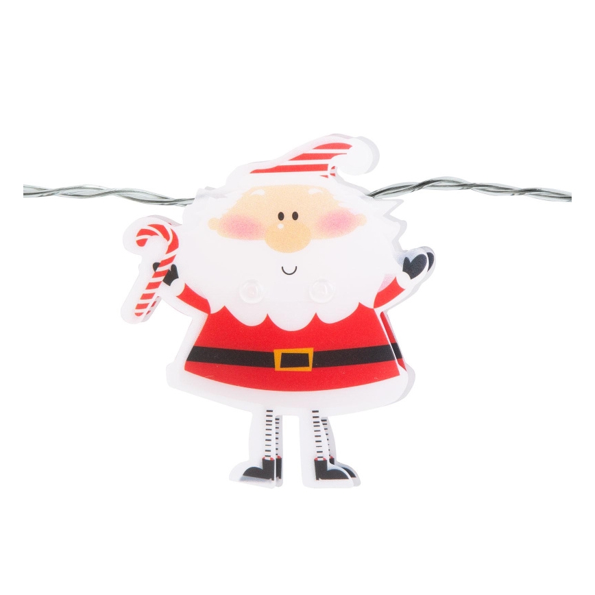 LED-julslinga 10xLED/2xAA 1,35 m varmvit tomte