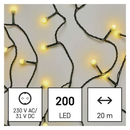 LED julslinga 200xLED/8 funktioner 20m IP44 varmvit