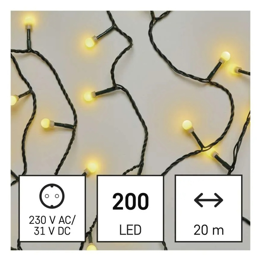 LED julslinga 200xLED/8 funktioner 20m IP44 varmvit
