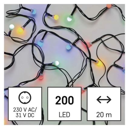 LED julslinga 200xLED/8 funktioner 25m IP44 flerfärgad