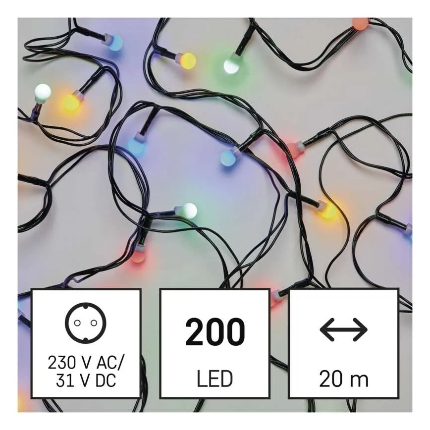 LED julslinga 200xLED/8 funktioner 25m IP44 flerfärgad