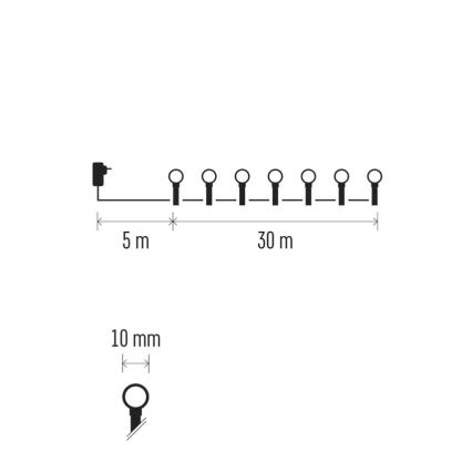 LED julslinga 300xLED/230V/8 funktioner 30m kallvit