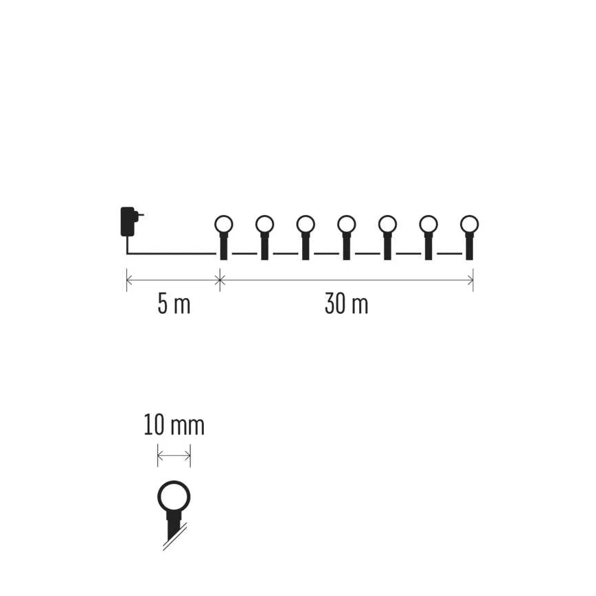 LED julslinga 300xLED/230V/8 funktioner 30m kallvit