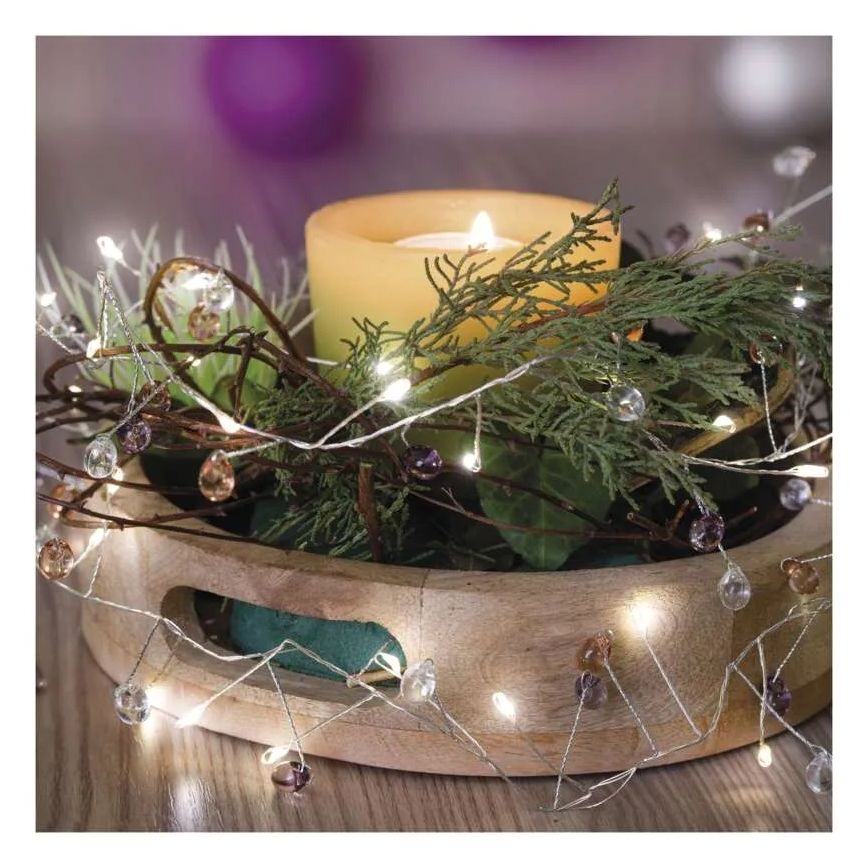 LED-julslinga 40xLED/3xAA 1,5 m varmvit