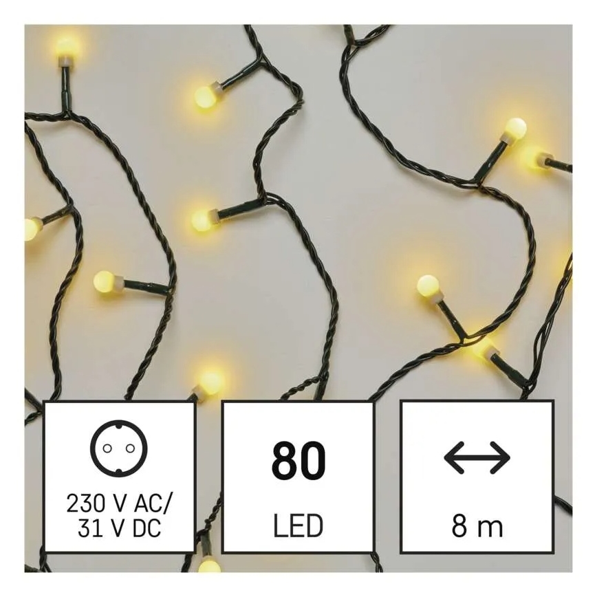 LED julslinga 80xLED/230V/8 funktioner 13m IP44 varmvit