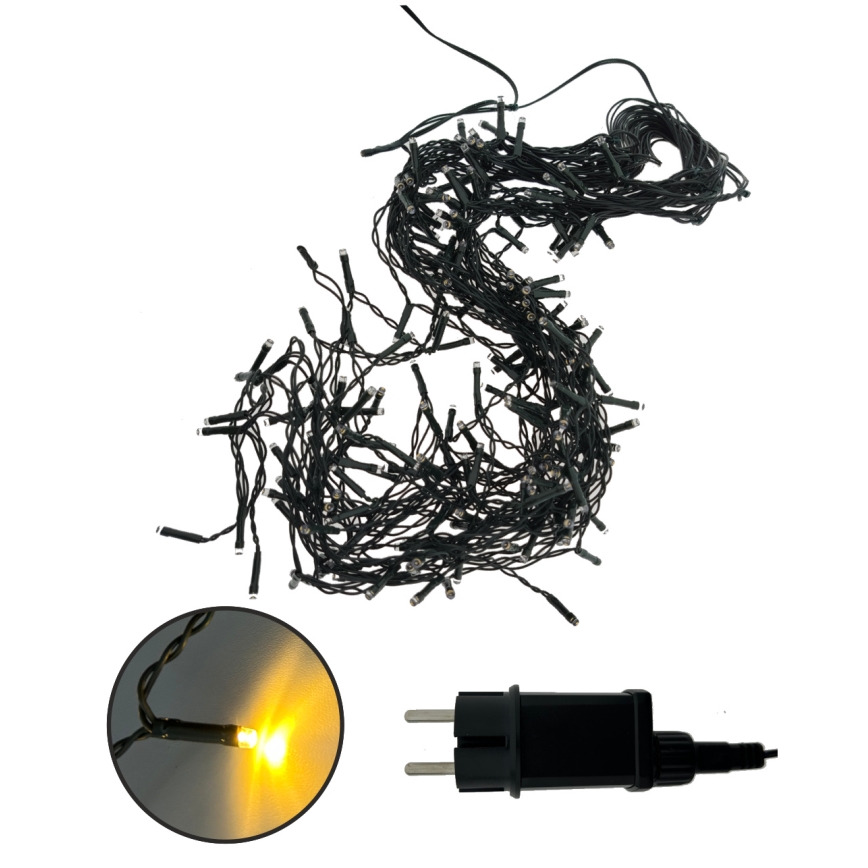 LED-julslinga för utomhusbruk 200 LED/230 V, 7,6 m, IP44, svart