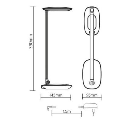 LED ljusreglerad bordslampa s USB MOANA LED/6W/230V rosa