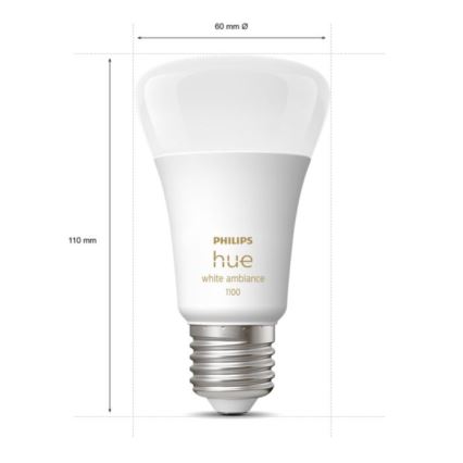 LED ljusreglerad glödlampa  Philips Hue WHITE AMBIANCE E27/8W/230V 2200-6500K