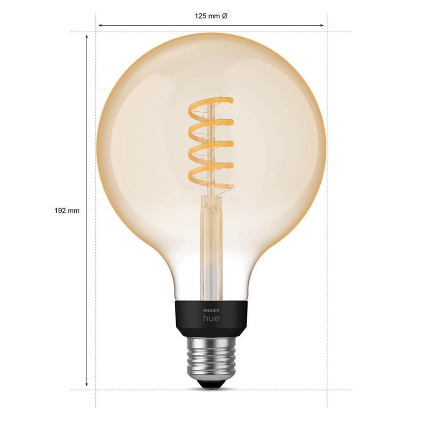 LED ljusreglerad glödlampa  Philips Hue WHITE AMBIANCE G125 E27/7W/230V 2200-4500K