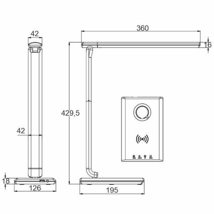 LED ljusreglerad touch bordslampa  med trådlös laddning  MEGGIE LED/8W/230V + USB