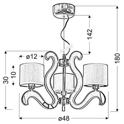 LED Taklampa AMBROSIA 3xE14/40W/230V + LED/18,4W koppar