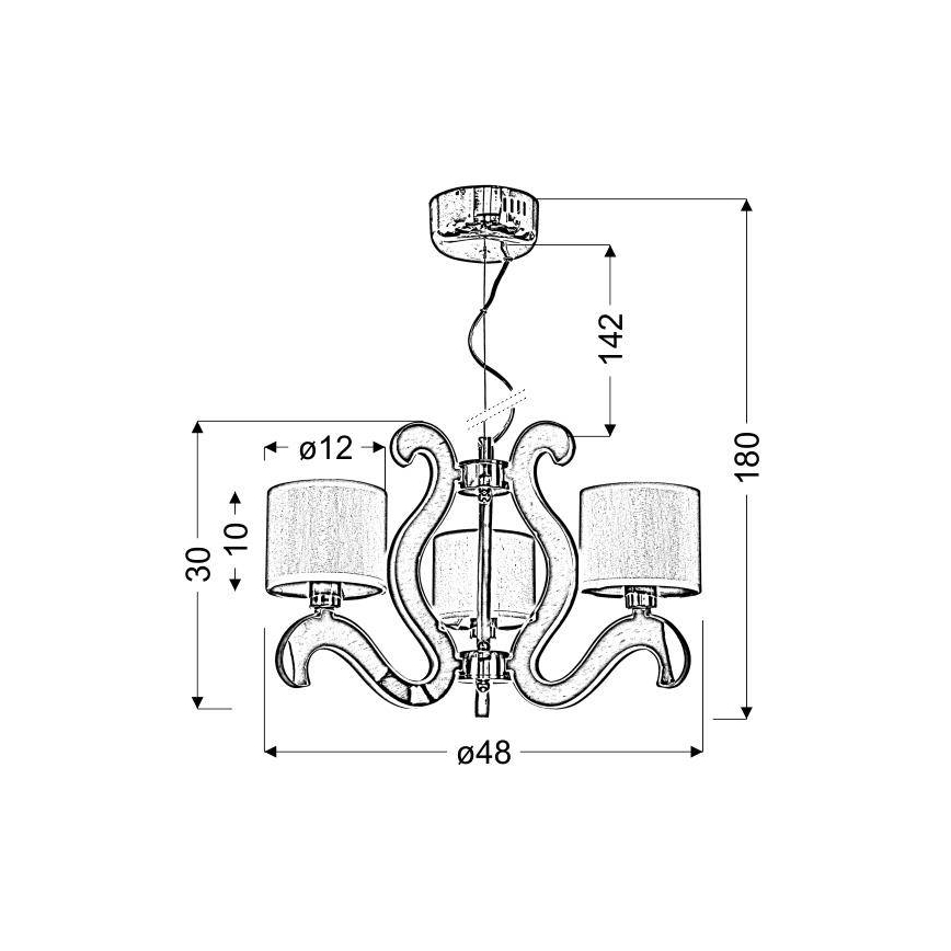 LED Taklampa AMBROSIA 3xE14/40W/230V + LED/18,4W koppar