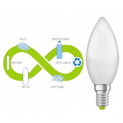LED-lampa av återvunnen plast B40 E14/4,9W/230V 2700K - Ledvance