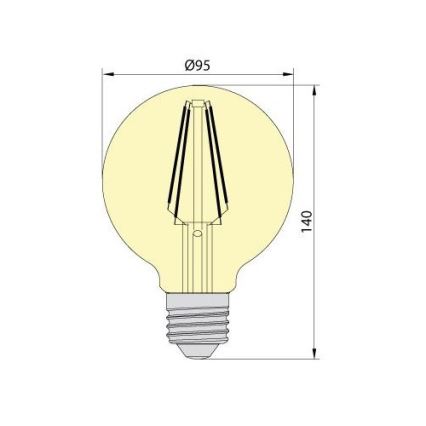 LED-lampa CLASIC AMBER G95 E27/8W/230V 2200K – Brilagi