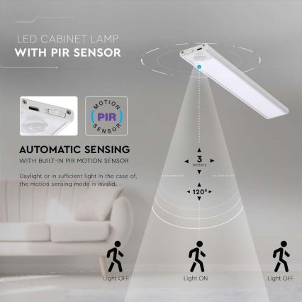 LED lampa för undersidan av köksskåp med en sensor LED/2W/5V 4000K