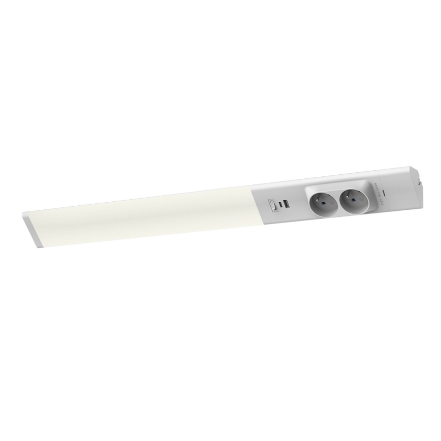 LED lampa för undersidan av köksskåp med lådor och USB portar LED/18W/230V 4000K silver