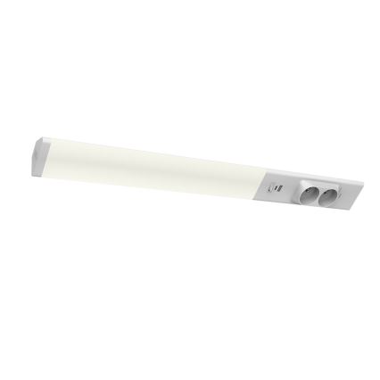 LED lampa för undersidan av köksskåp med lådor och USB portar LED/18W/230V 4000K silver
