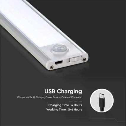 LED lampa för undersidan av köksskåp med sensor LED/1,5W/5V 1500 mAh 4000K