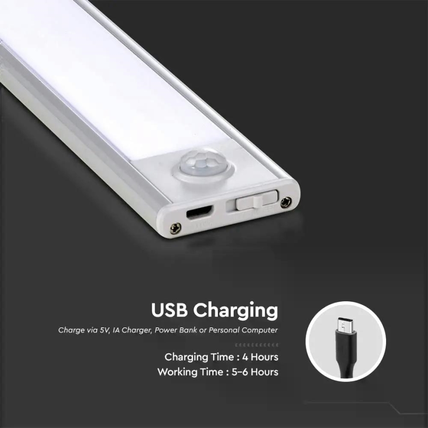 LED lampa för undersidan av köksskåp med sensor LED/1,5W/5V 1500 mAh 4000K