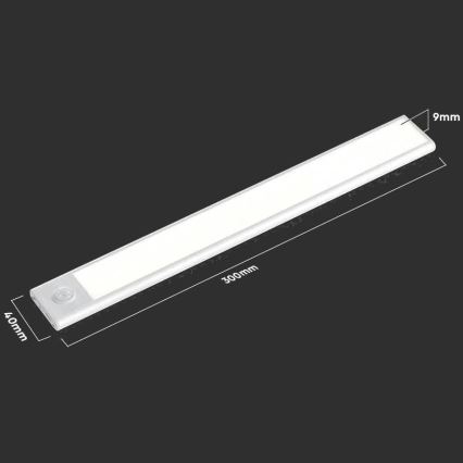 LED lampa för undersidan av köksskåp med sensor LED/1,5W/5V 1500 mAh 4000K