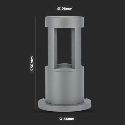 LED-lampa för utomhusbruk LED/10W/230V 25cm 3000K IP65 grå
