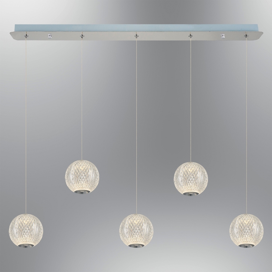 LED Lampa hängande CREMONA 5xLED/5W/230V 3000K matt krom