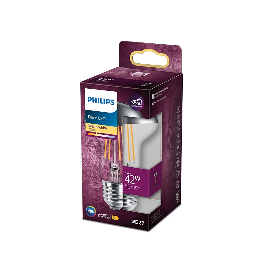 LED-lampa med spegeltak Philips DECO E27/4W/230V 2700K