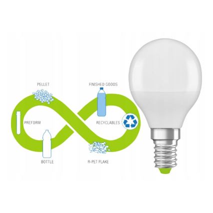 LED-lampa av återvunnen plast P45 E14/4,9W/230V 2700K - Ledvance