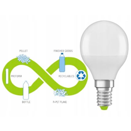 LED-lampa av återvunnen plast P45 E14/4,9W/230V 4000K - Osram