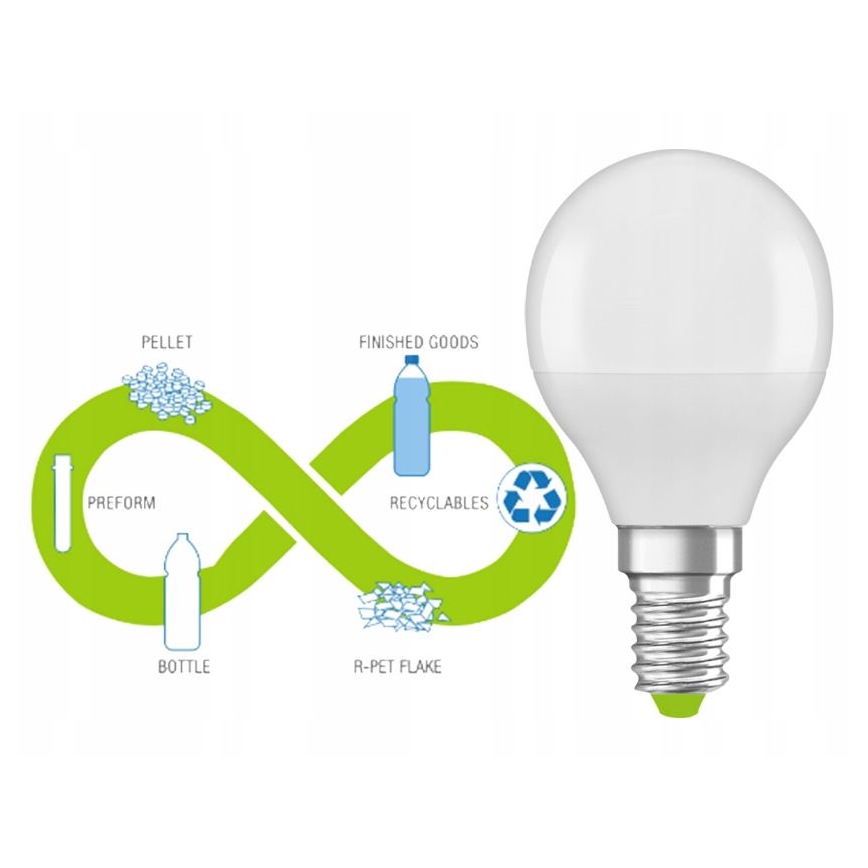 LED-lampa av återvunnen plast P45 E14/4,9W/230V 4000K - Osram