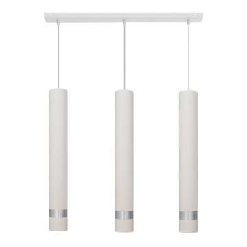 LED-lampa på kabel TUBA 3xGU10/4,8W/230V vit/glansig krom