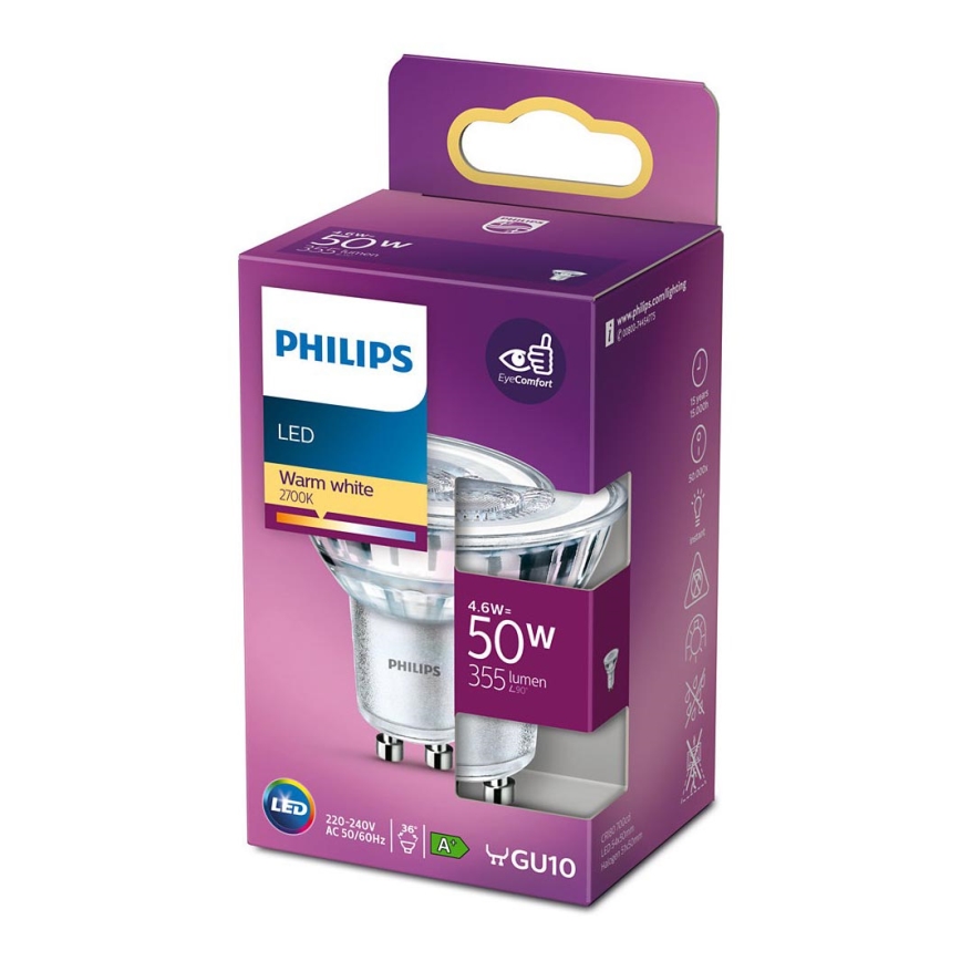 LED-lampa Philips GU10/4,6W/230V 2700K