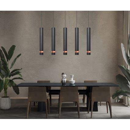 LED-lampa på kabel TUBA 5xGU10/6,5W/230V svart/koppar