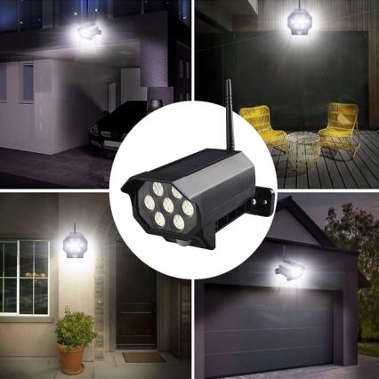 LED låtsas säkerhetskamera med sensor och med solcellspanel LED/5W/5,5V IP65 + fjärrkontroll