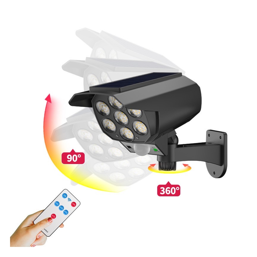 LED låtsas säkerhetskamera med sensor och med solcellspanel LED/5W/5,5V IP65 + fjärrkontroll