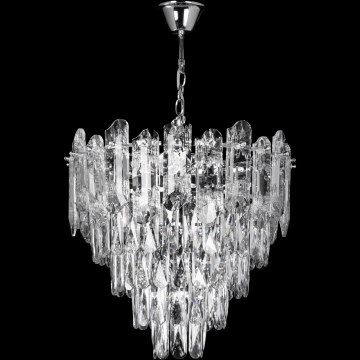 LED-ljuskrona med kedja 7xE27/60W/230V + 4xLED/6W Ø 40 cm, blank krom