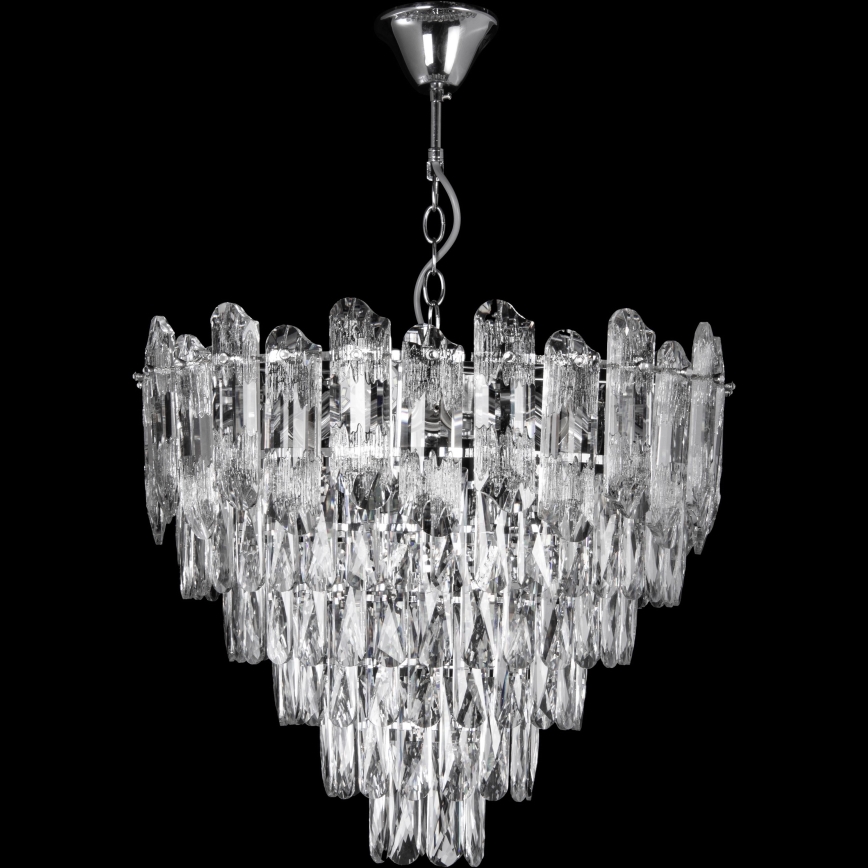 LED-ljuskrona med kedja, 9 x E27 (max 60 W) / 230 V + 6 x LED (6 W), Ø 50 cm, polerad krom