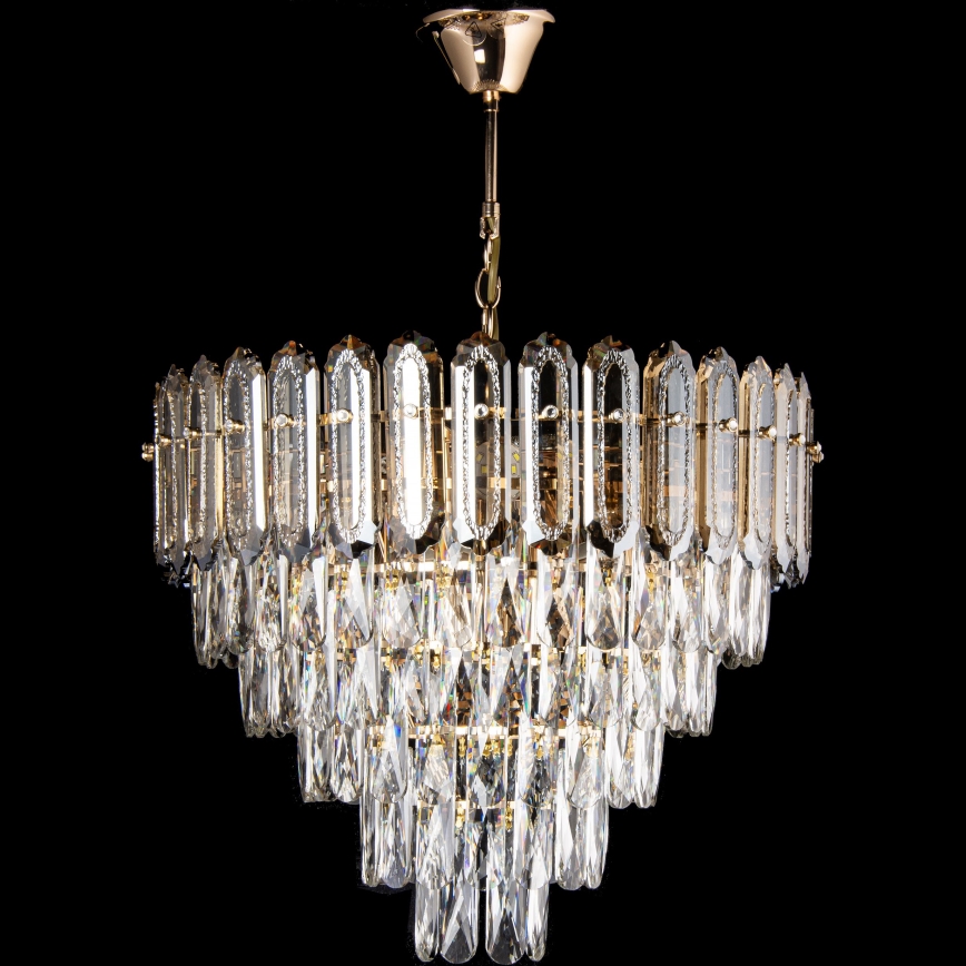 LED-ljuskrona med kedja 9xE27/60W/230V + 6xLED/6W Ø 50 cm guldfärgad