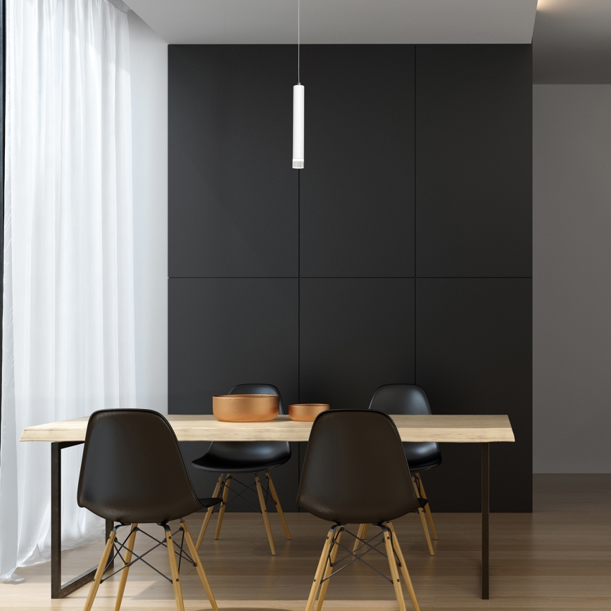 LED Ljuskrona med snöre ALBA 1xLED/5W/230V vit