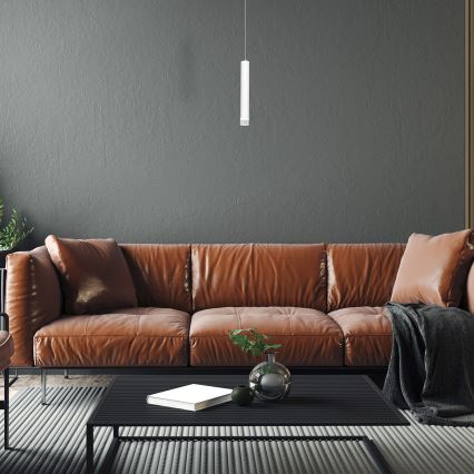 LED Ljuskrona med snöre ALBA 1xLED/5W/230V vit