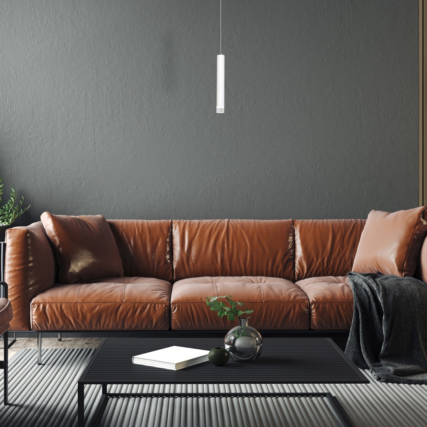 LED Ljuskrona med snöre ALBA 1xLED/5W/230V vit