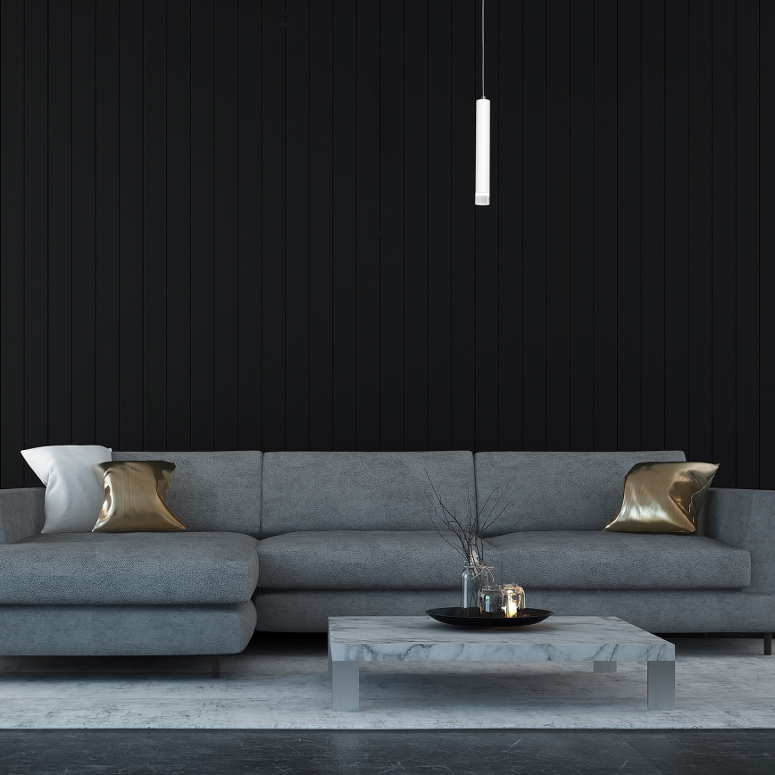 LED Ljuskrona med snöre ALBA 1xLED/5W/230V vit
