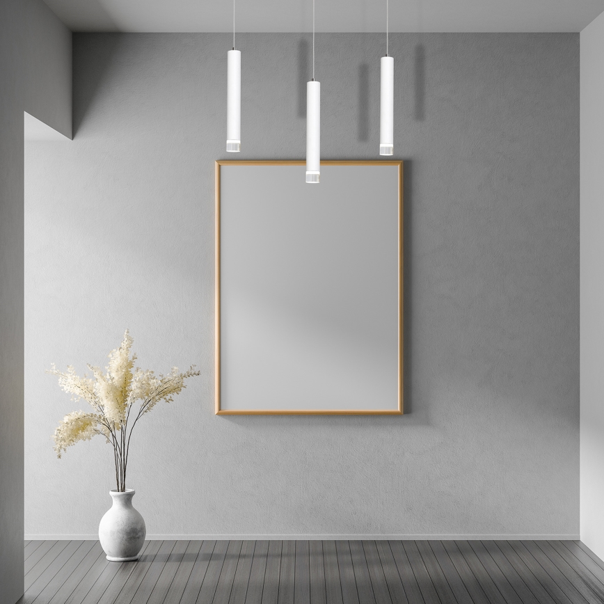 LED Ljuskrona med snöre ALBA 3xLED/15W/230V vit